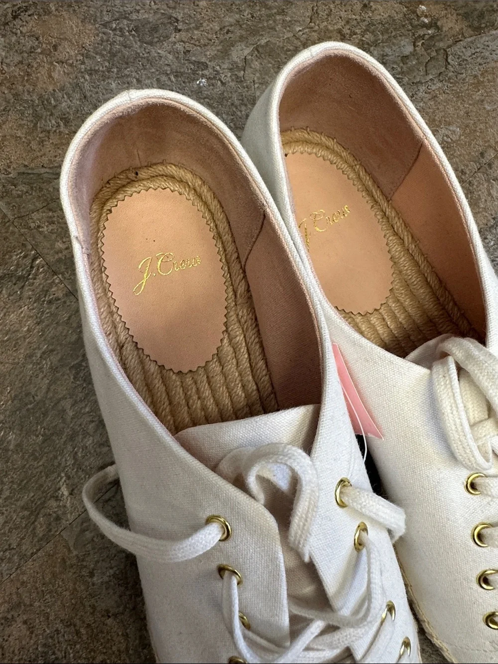 J. Crew White Canvas Lace-Up Espadrille Sneakers